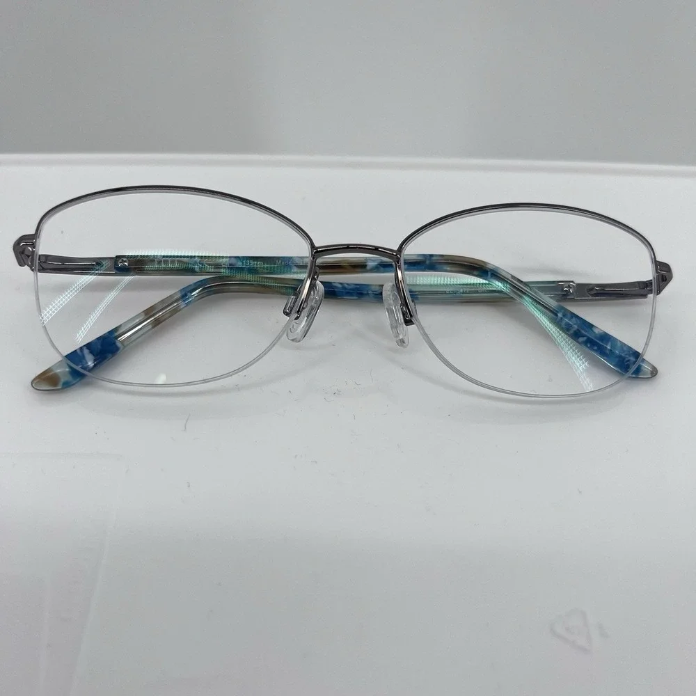 Elle Eyeglasses, Frames Only, EL 13472 BR, 52-17-135, Metal/Plastic, Copper/Blue